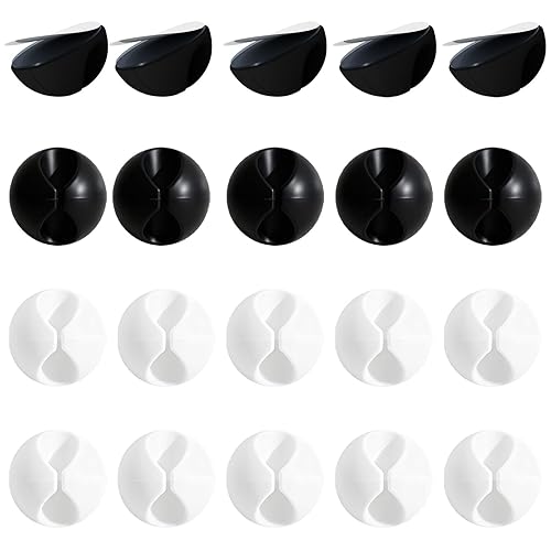 20-Pack Adhesive Cable Clips - Simple Wire Organizer Holders for Desk, Car, Home, and Office Cord Management