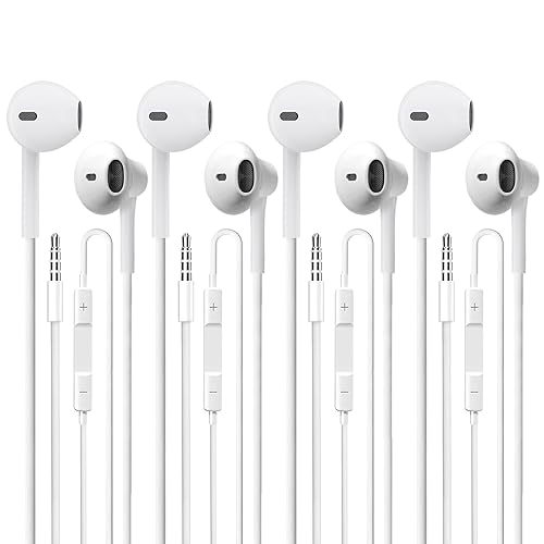 CLIPSUN Wired Earbuds 4 Pack, Earbuds HiFi Stereo Wired Earphones Headphones with Microphone Volume Control Compatible with iPad, Laptop, MP3…