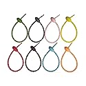 Qishing Reusable Colorful Silicone Zip Ties, Durable Cable Ties, All-Purpose Silicone Cords (16pcs)
