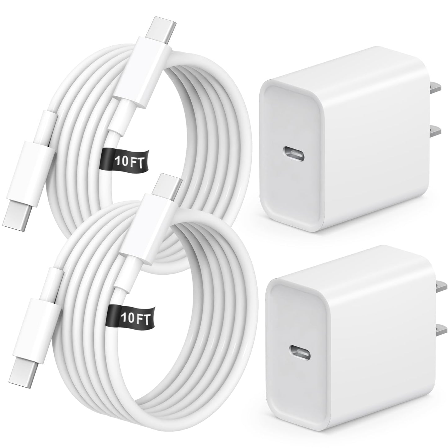 USB C Fast Charger for iPhone 17 16 15 Pro Max, 20W PD Wall Charger with 10FT Long Cable, Heat-Resistant & Stable Charging, Universal Compatibility