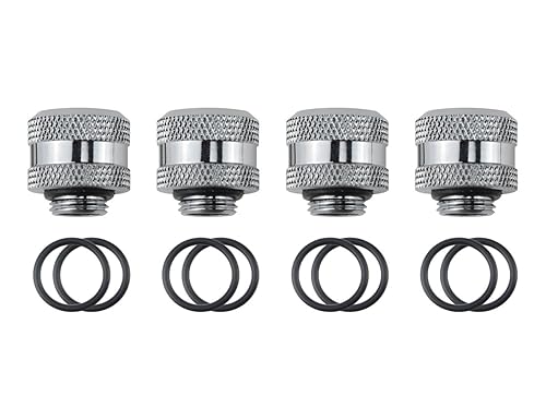 BXQINLENX Silver Chrome Hard Tube Fitting G 1/4" to ID 10 mm OD 14 mm PETG Triple Seal Fitting for Computer Water Cooling System Through Joint