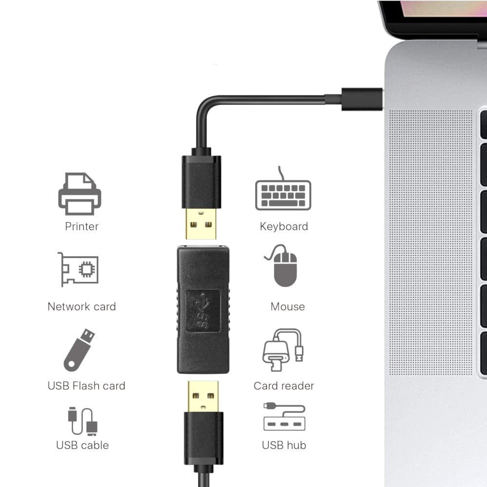 2pcs JacobsParts USB 3.0 Type A Female to Female Extension Connector Adapter F/F (Black)