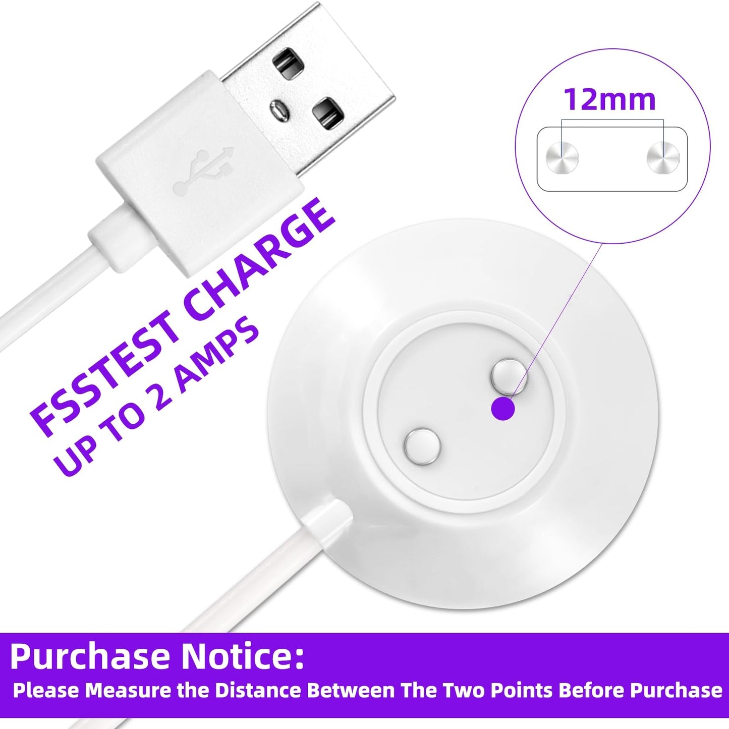 Densleonis Rose Replacement Charger, 12mm Magnetic Standing Dock Station Fast Charging USB Cable for Rose Only -2.5Ft