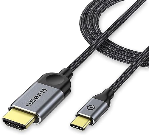 QGeeM USB C to HDMI Cable Adapter 6FT 4K, USB Type C to HDMI Thunderbolt 3/4 Compatible for iPhone 16, Galaxy, MacBook Pro/air, IPad pro, Surface,Dell