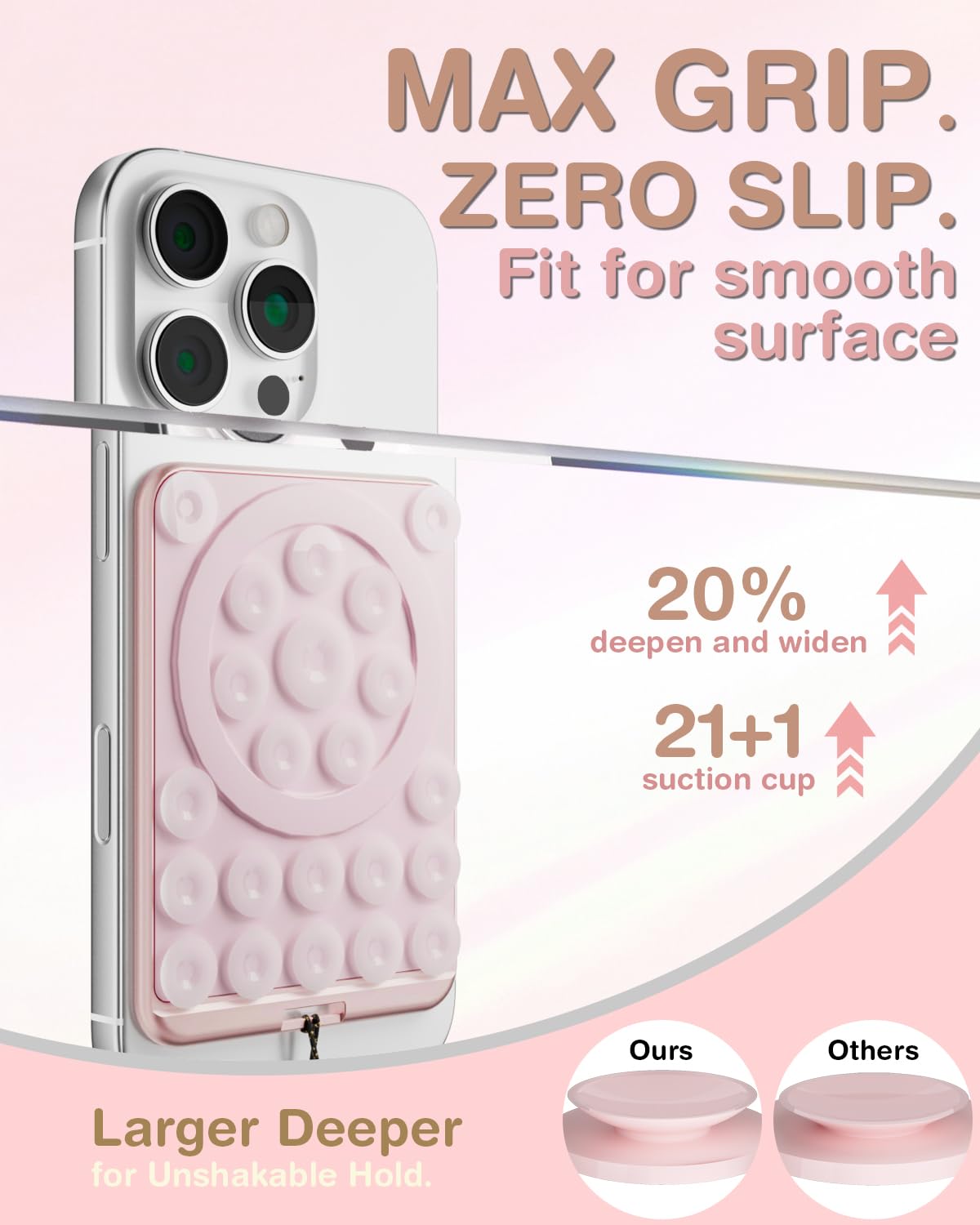 Sembo Magnetic Suction Phone Mount for MagSafe Case, Silicone Octo Cup Buddy Sticky Grip Holder for iPhone, Removable Hands-Free Selfie/Video