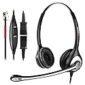 Wantek RJ9 Telephone Headset Dual with Noise Cancelling Mic, Quick Disconnect, Work for Yealink T42G T46G T48G T21P T41P Avaya 1608 9608 9611G 9650