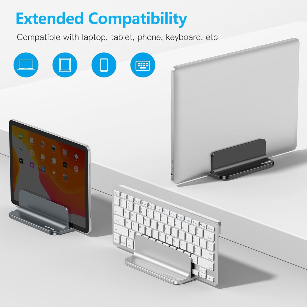 OMOTON Vertical Laptop Stand Holder, Adjustable Dock for MacBook, Black