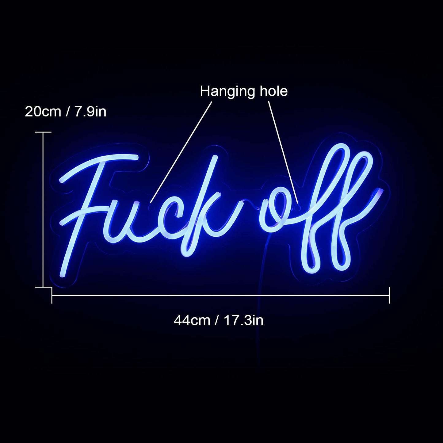 Lucunstar Fuck Off Neon Sign for Wall Decor Blue Led Lights for Wall Decor Dimmable Neon Signs Switch Operated Led Light for Bedroom Bar Room Teen