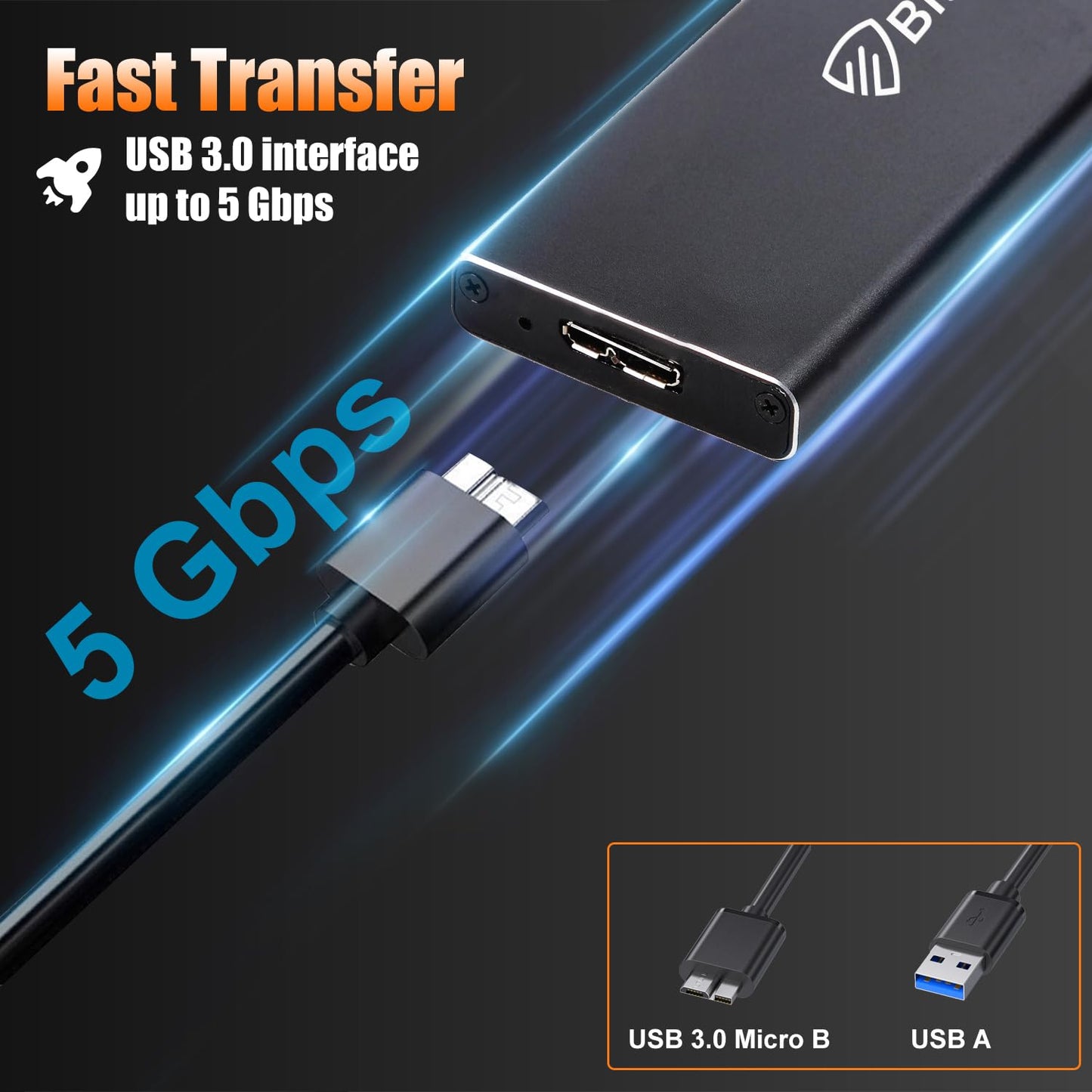 Bitsjour MacBook Air 2012 SSD Enclosure 7+17 pin, 5Gbps USB 3.0 External Portable Case for Mid 2012 A1465/A1466 Hard Drive