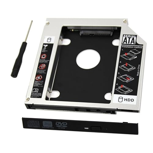 SDD Hard Drive Caddy Case,Universal 9.5mm SATA to SATA 2nd SSD HDD Hard Drive Caddy Adapter Tray Case for DELL HP Lenovo ThinkPad ACER Gateway ASUS