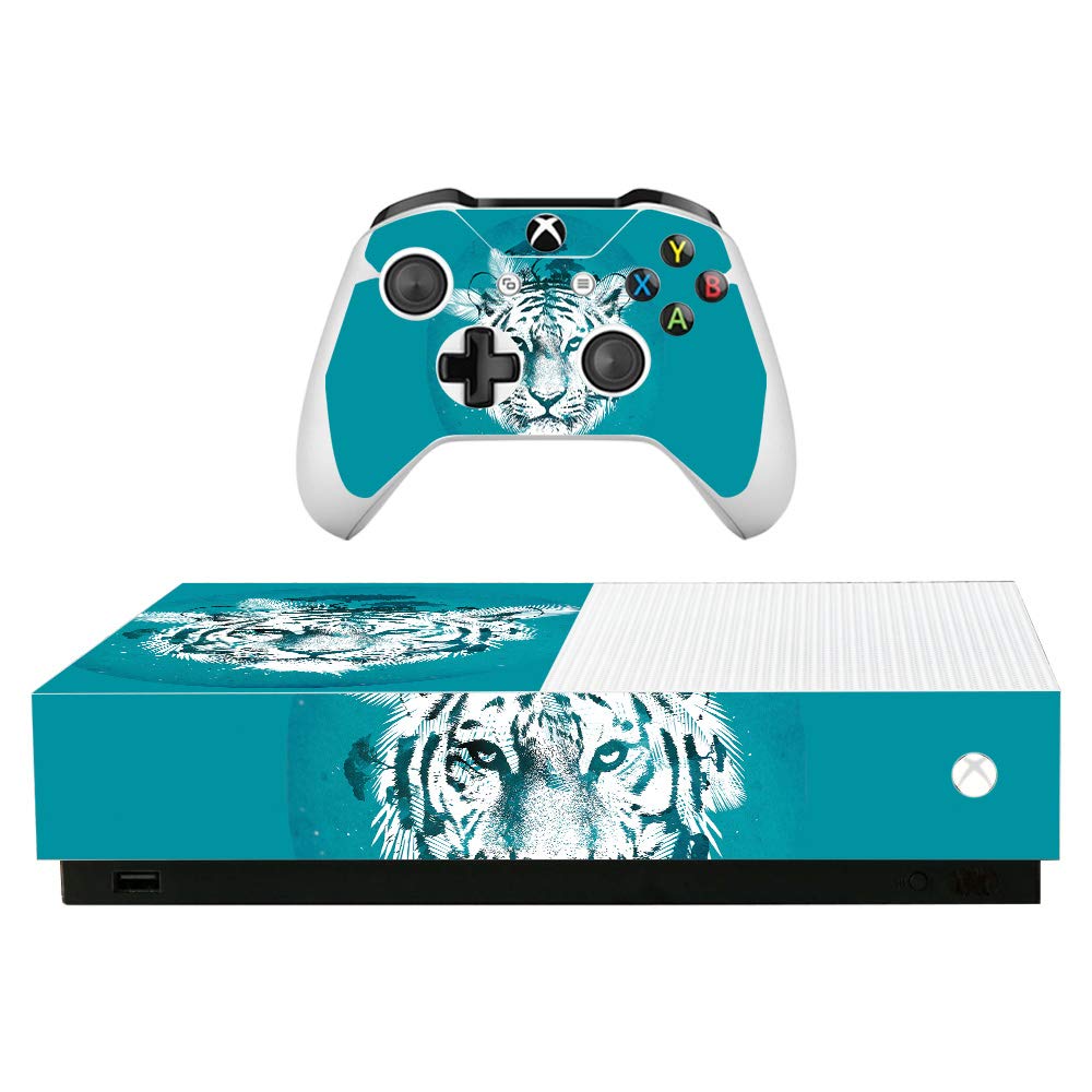 MightySkins Skin for Microsoft Xbox One S All-Digital Edition - White Tiger | Protective, Durable, and Unique Vinyl Decal wrap Cover | Easy to Apply