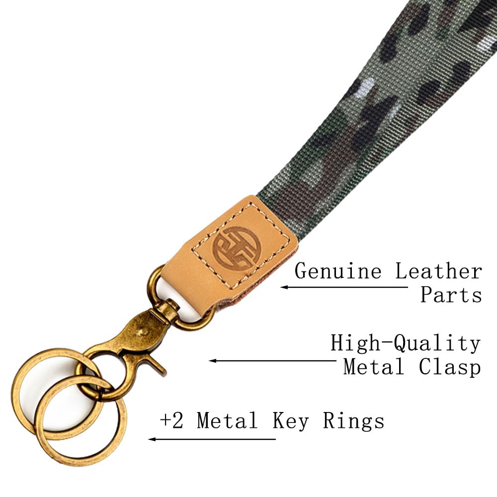 glodentai Cute Wrist Lanyard for Keys, Keychain, Wallet, Id Holder, Cell Phone, Wristlet Lanyard Key Chain Holder (green camouflage)