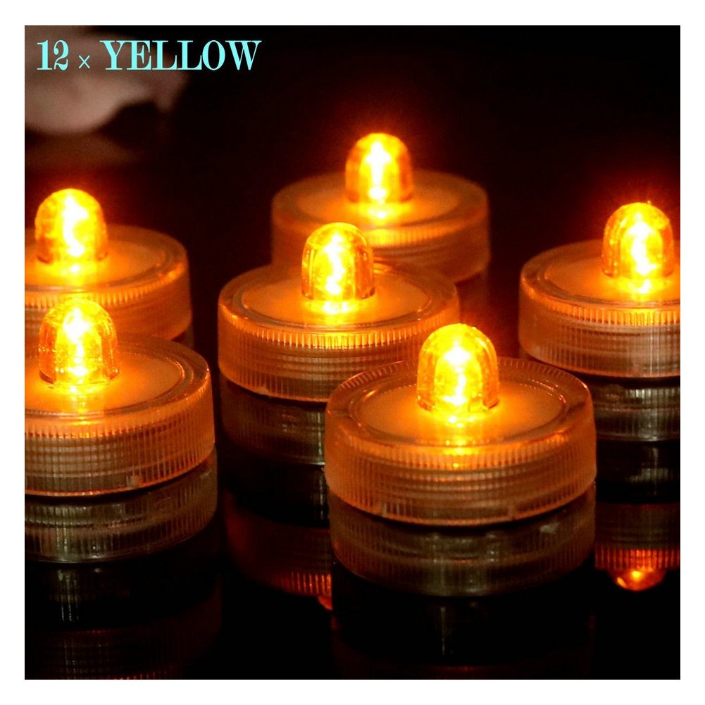 Zhiweikm Halloween Pumpkin Lights Decoration,LED Battery Flameless Tea Light, Submersible Tea Candle Waterproof Decorations Underwater Vase Light