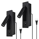 YFMYY Set of 2 Led Headboard Wall Light, 350°Rotation Portable Plug in Wall Sconce Hardwired, Bedside Reading Light Recessed Push Switch, Hotel Bed