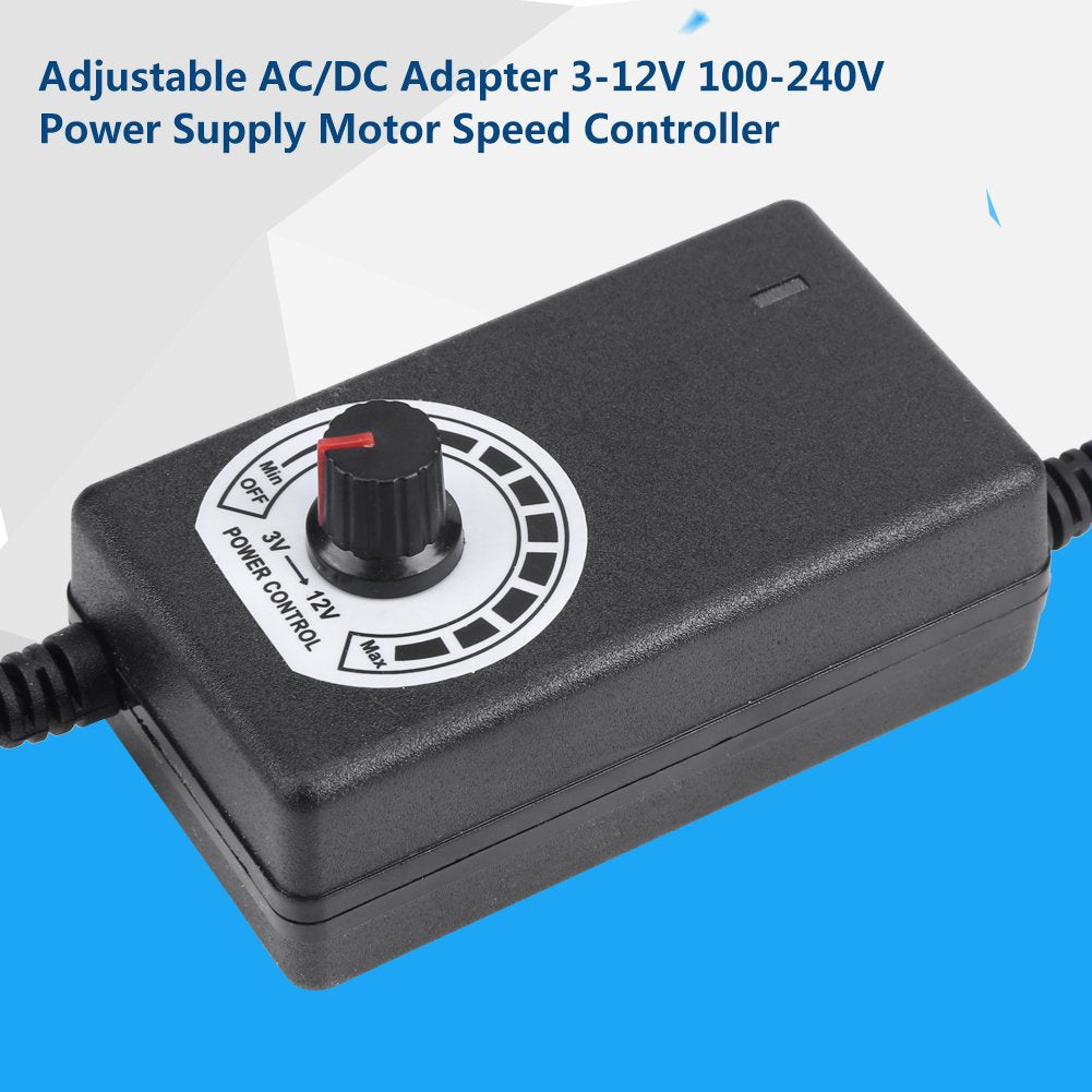 AC to DC Adapter Converter 3-12V 2A Adjustable Power Supply Motor Speed Controller with US Plug