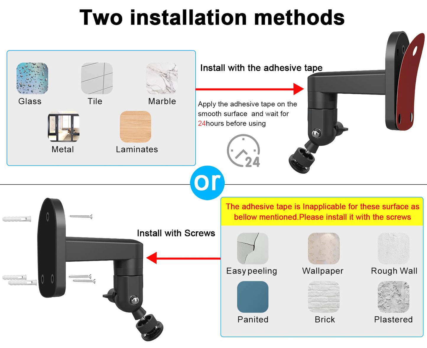 2 Pack 360 Degree Adjustable Adhesive Mount for All-New Blink Outdoor (4th Gen,3rd Gen) Blink XT / XT2, Blink Mini Camera Mounting Bracket, Wall Mount