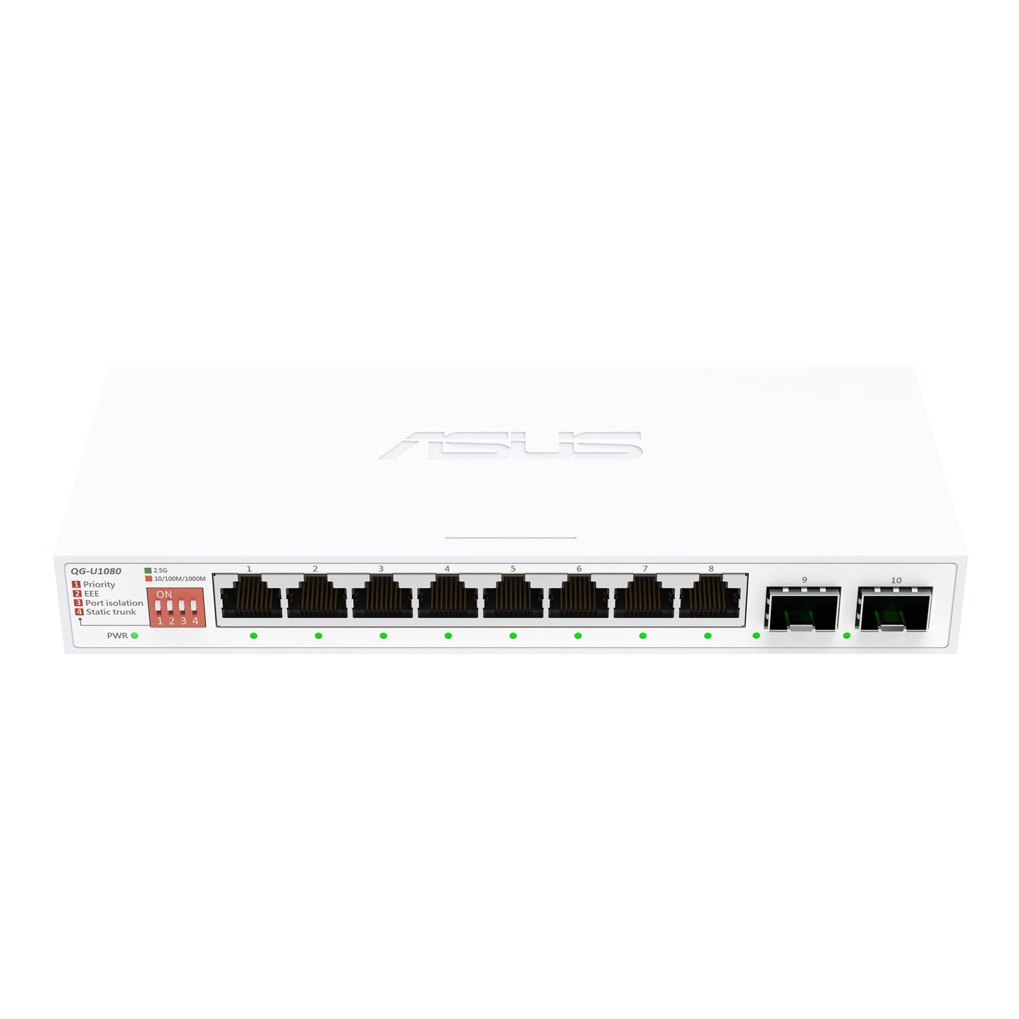 ASUS QG-U1080, 5-Port 2.5G and 2-Port 10G SFP+ Unmanaged Switch, Support 4 Intelligent Modes, Home Network Hub, Office Ethernet Splitter, Plug