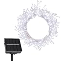 PCORES 20FT 200LED Solar String Lights, Outdoor Waterproof 8 Modes, Silver Copper Wire Firecracker Fairy Lights | Solar-Powered Decor for Patio