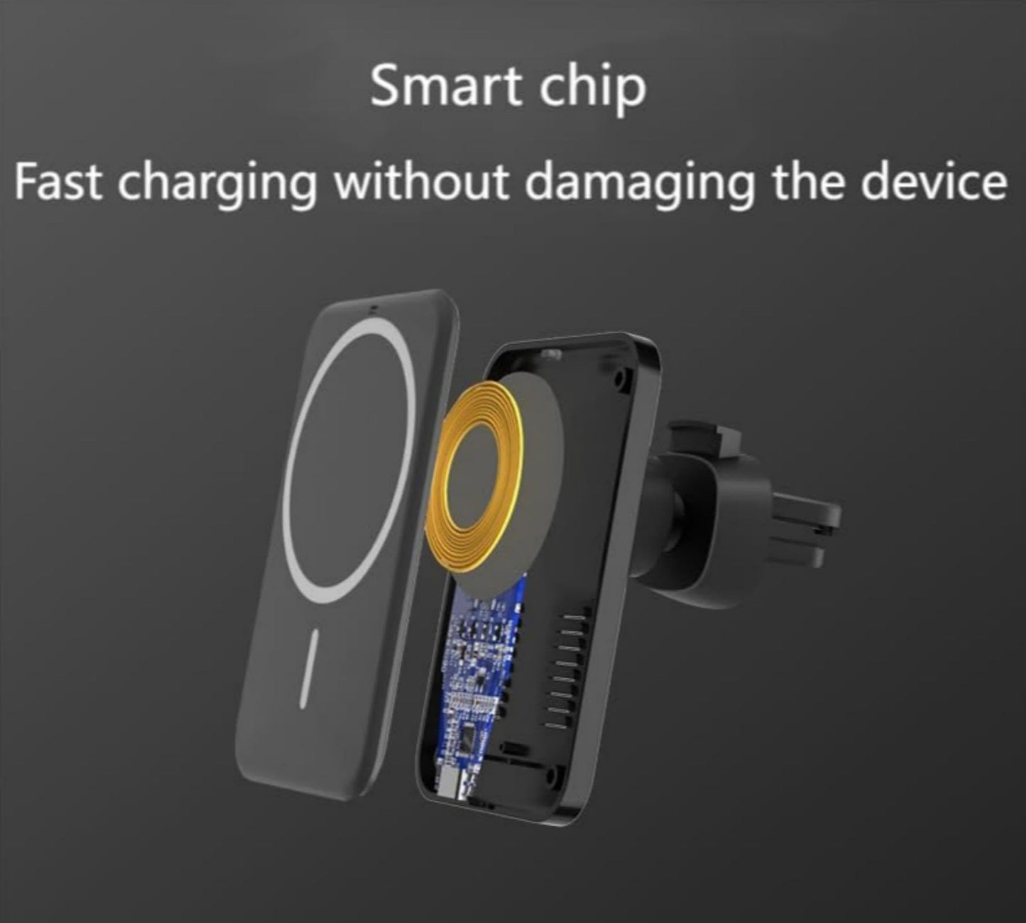 LXQTAO 15W Wireless Car Phone Holder - New Edition Fast Charging Mobile Stand with Type-C Interface for 12/13/14 Series - Robust Magnetic Charging