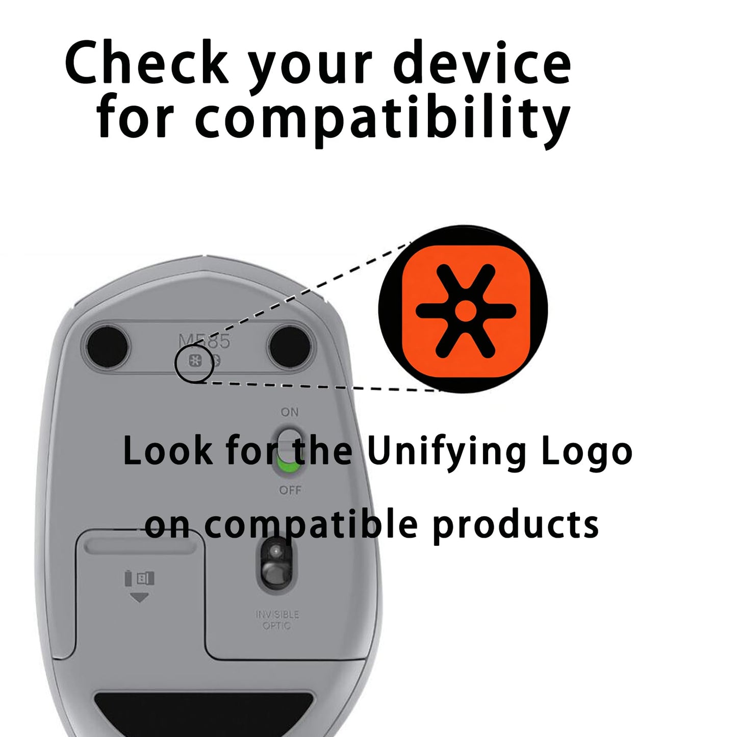 C-U0007 Unifying Receiver for Mouse and Keyboard Works with Any Logitech Product that Display The Unifying Logo (Orange Star, Connects up to 6