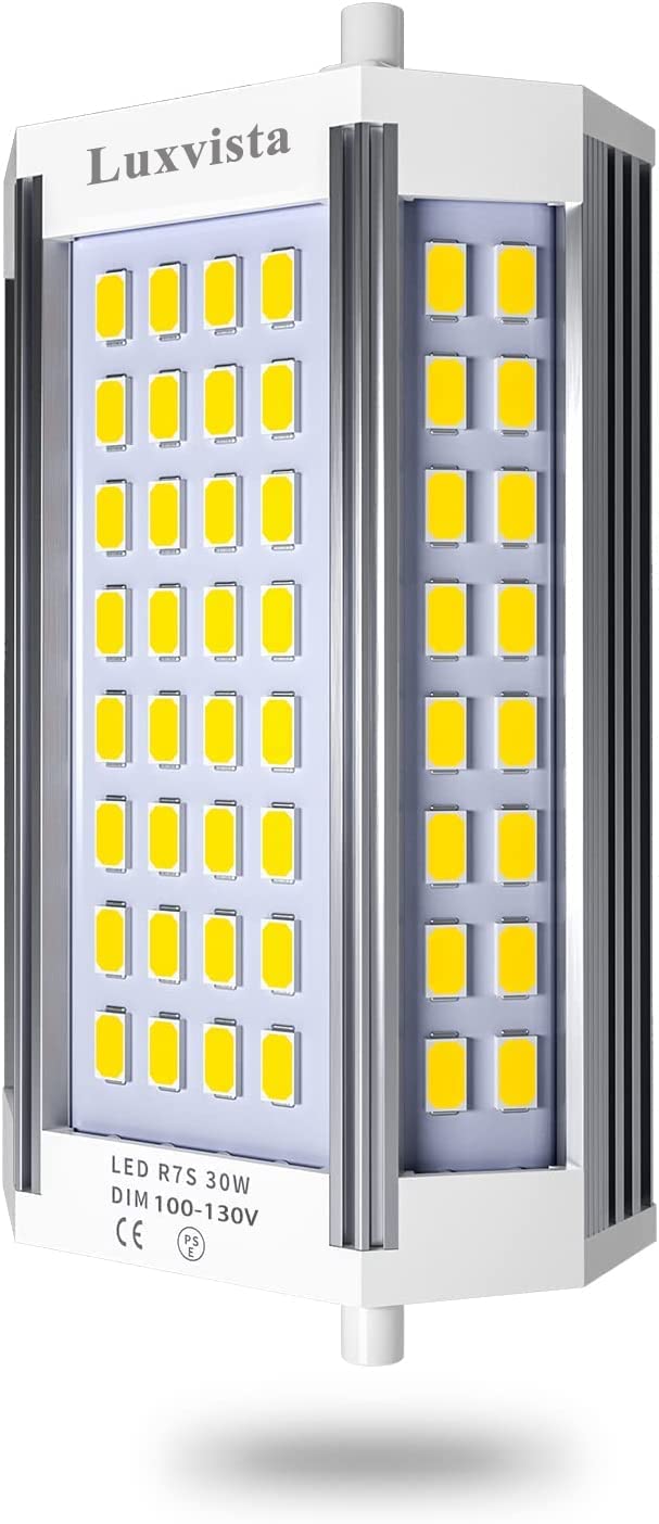 Luxvista R7S LED Bulb 118mm Dimmable, 30W 120V 118mm J-Type Double Ended Light Bulbs, 300W J118 Halogen T3 Replacement for Ceiling Light Floor Lamp
