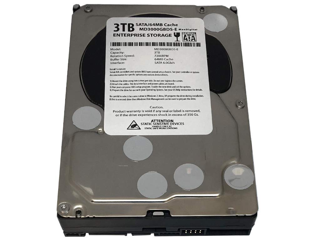 MaxDigital 3TB 7200RPM 64MB Cache SATA 6.0Gb/s (Enterprise Storage) 3.5inch Internal Hard Drive (Renewed)