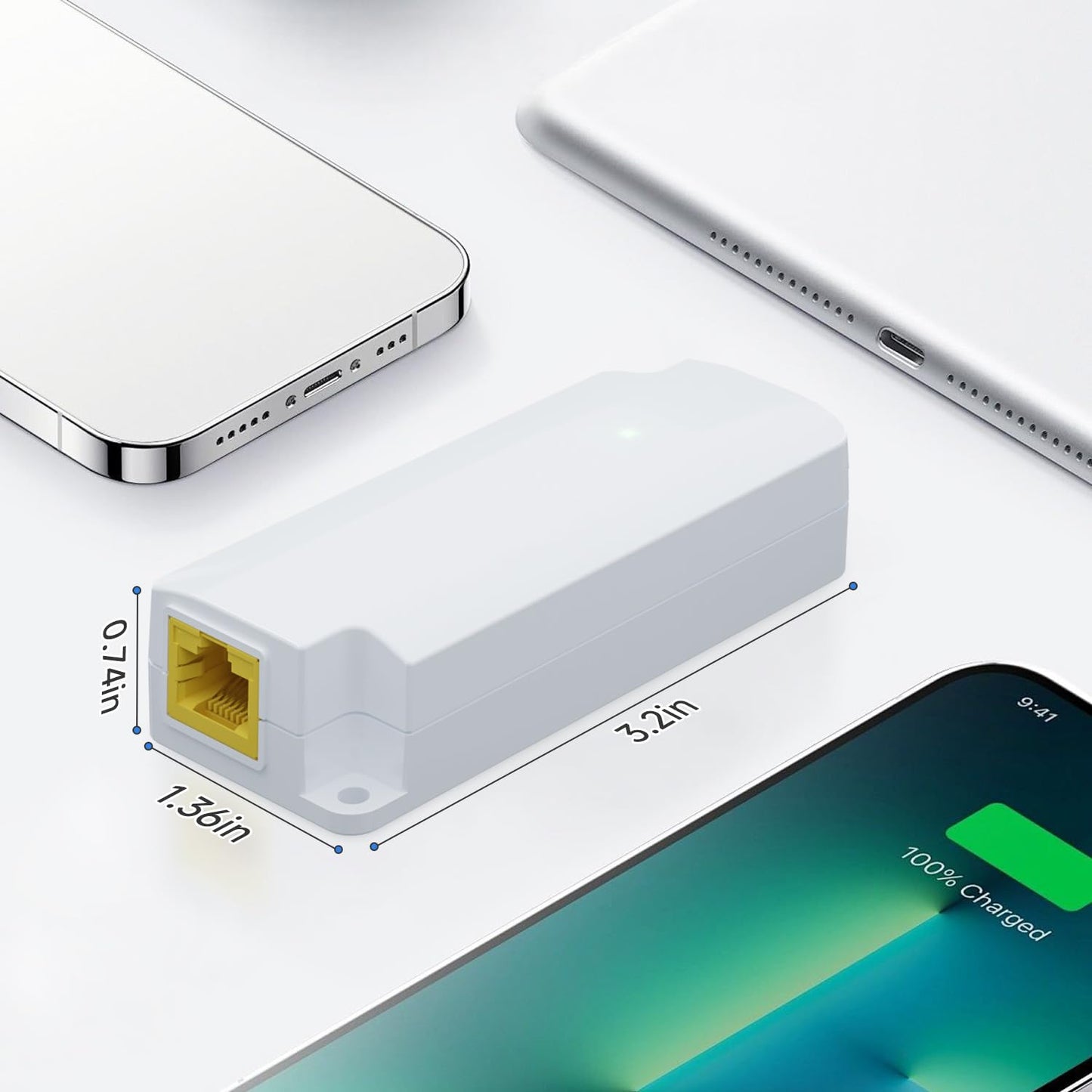 Gigabit PoE to USB C Converter for Smart Phone/Tablet USB-C to Ethernet