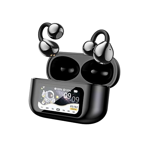 Micool Bluetooth Ear Clip Headphones with Color Touch Screen, Hi-Res Audio & APP Control, 40H Playtime Wireless Earbuds, All-Day Comfort Fit…