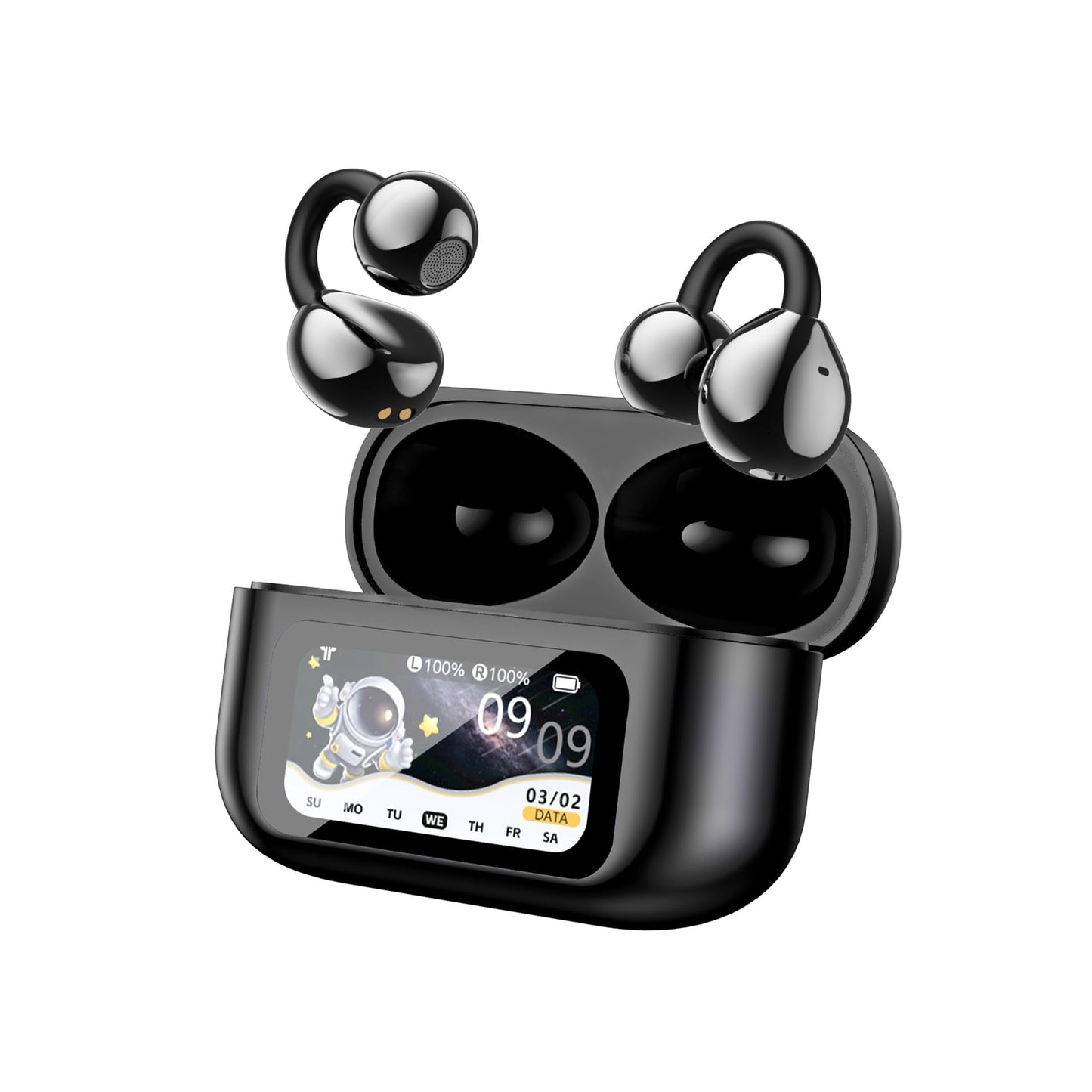 Micool Bluetooth Ear Clip Headphones with Color Touch Screen, Hi-Res Audio & APP Control, 40H Playtime Wireless Earbuds, All-Day Comfort Fit…