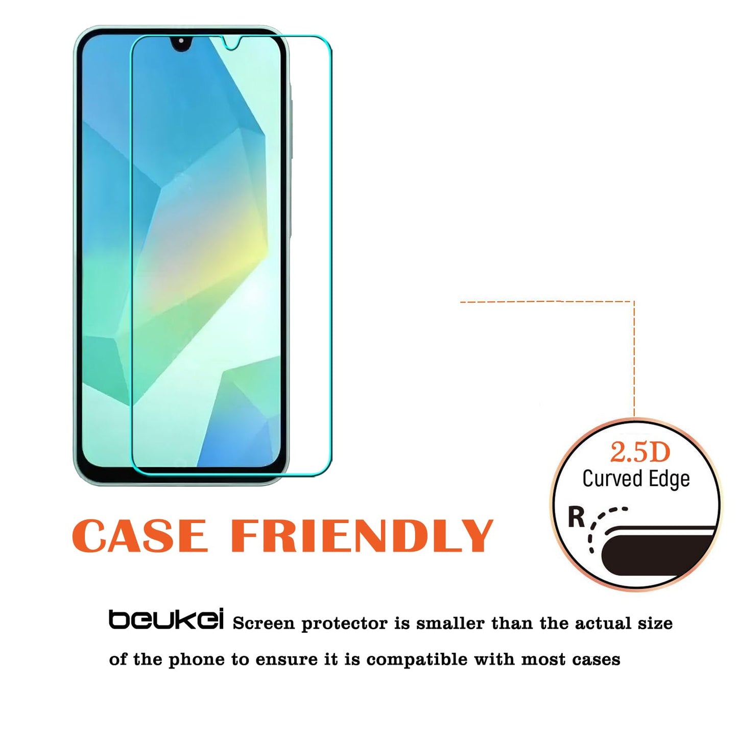 beukei (3 Pack) Designed for Samsung Galaxy A16 5G / 4G Screen Protector Tempered Glass, 9H Hardness