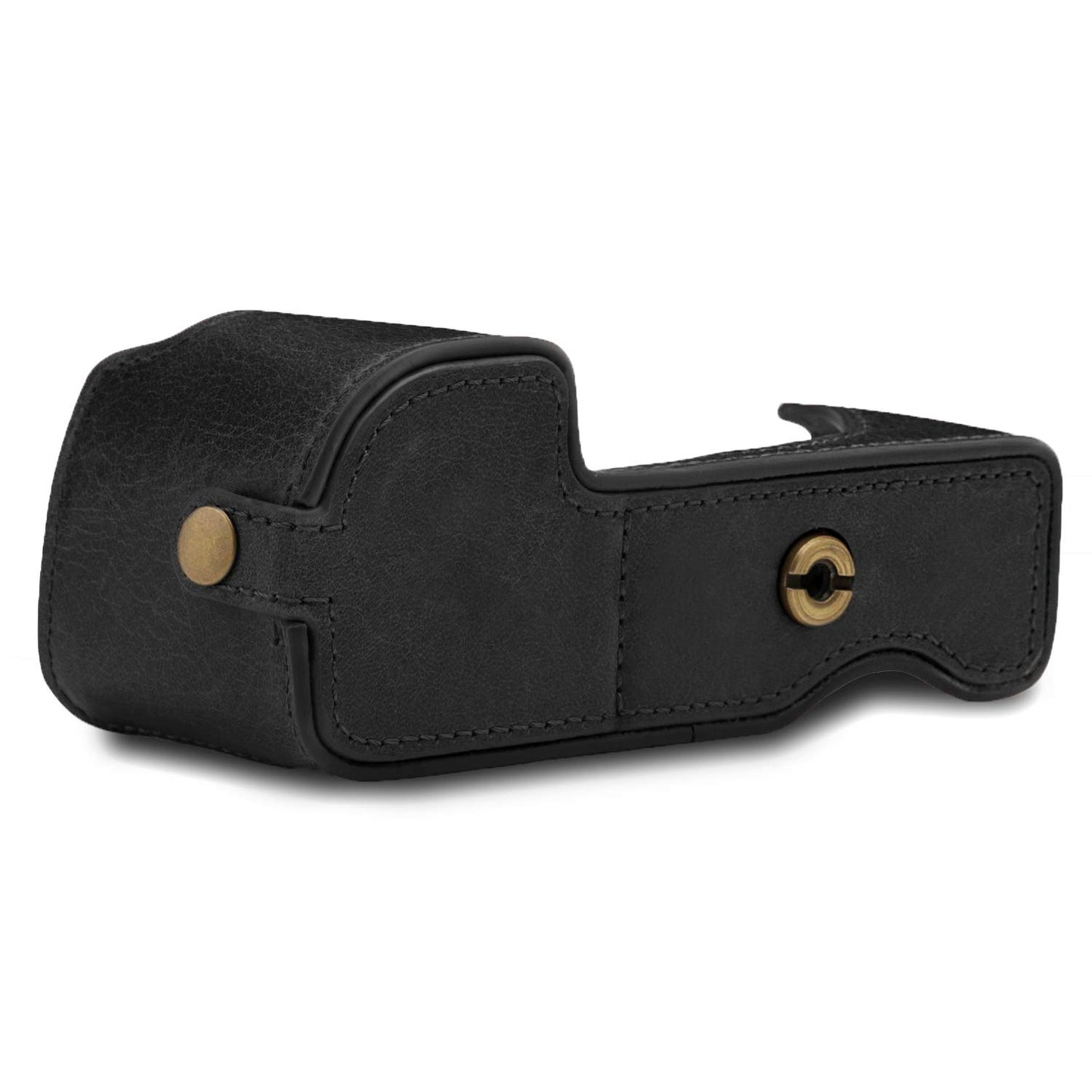 MegaGear MG1641 Ever Ready Genuine Leather Camera Half Case compatible with Sony Alpha A6100, A6400 - Black