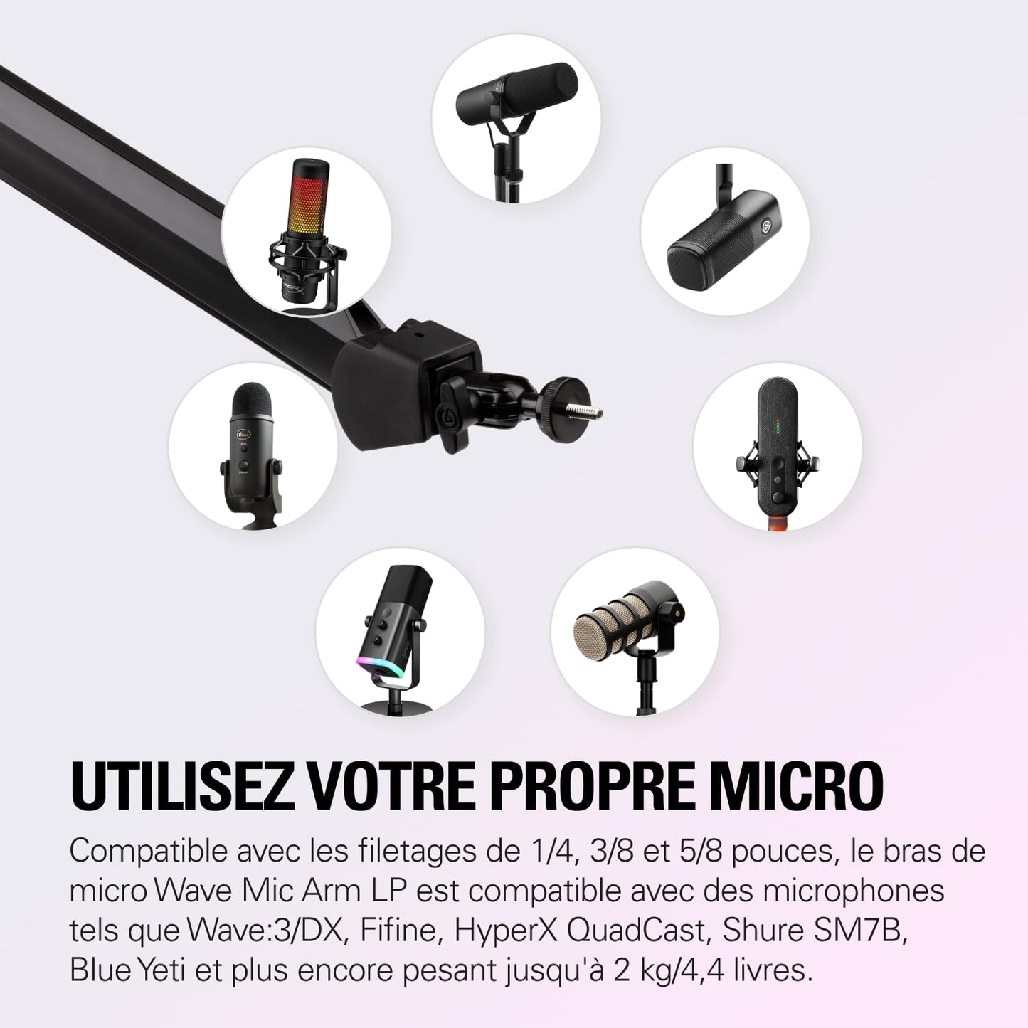 Elgato Wave Mic Arm - Premium Broadcasting Boom Arm with Cable Management Channels, Desk Clamp, 1/4" Thread Adapters, Fully Adjustable, perfect for