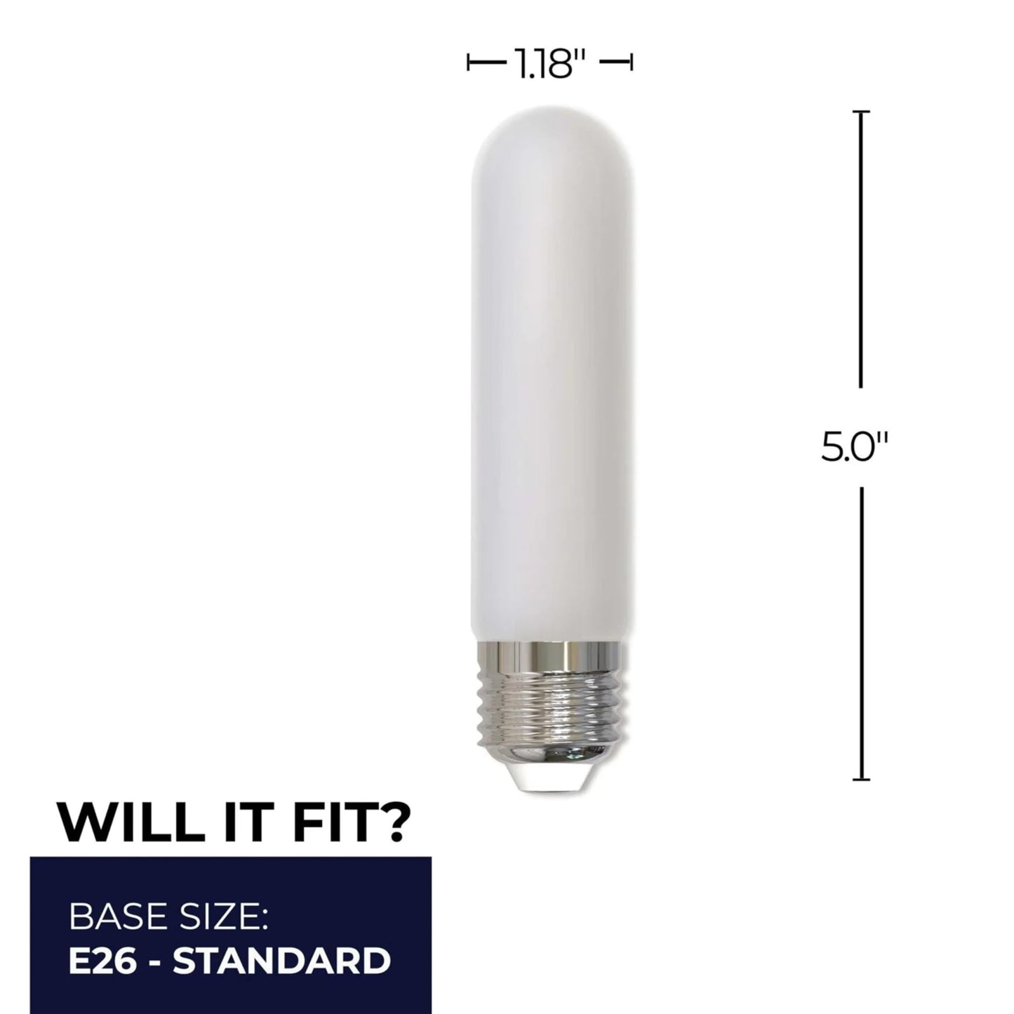Bulbrite 776781 5W LED T9 5" Filament Bulb, E26 Base, Dimmable 2700K, Frost (2 Pack)