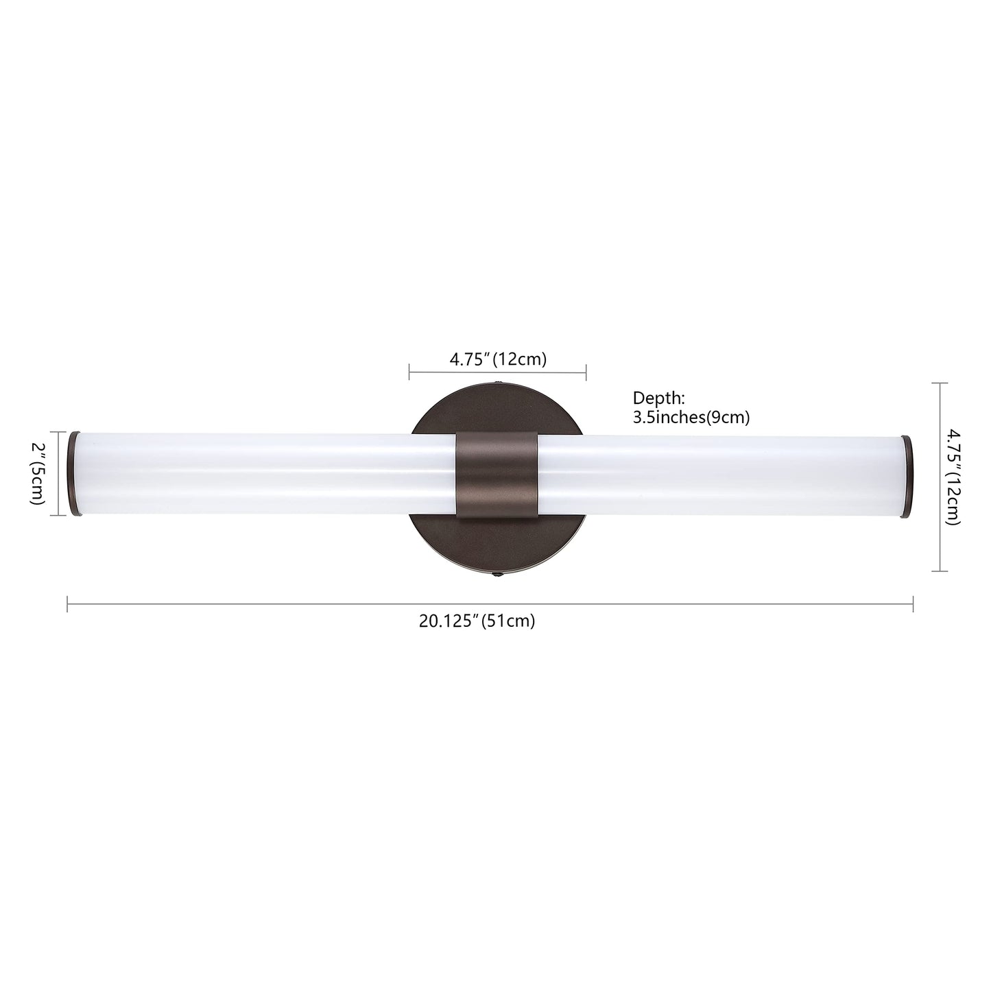 JONATHAN Y 20" Oil Rubbed Bronze/White Integrated LED Vanity Light, Mid-Century Modern Iron Sconce with Frosted Acrylic Shade, Dimmable Bathroom Light