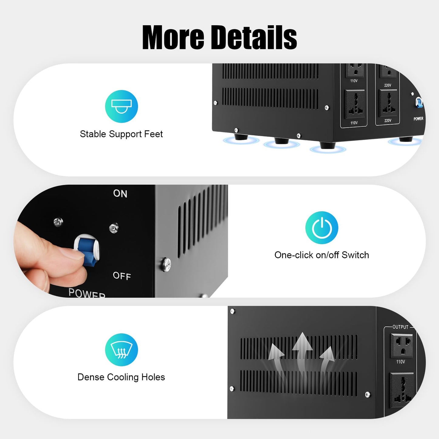 Voltage Converter Transformer, DT-5000VA 110V/220V Step Up/Down Power Converter with 4 Outlets Power Converter Voltage Regulator Stabilizer