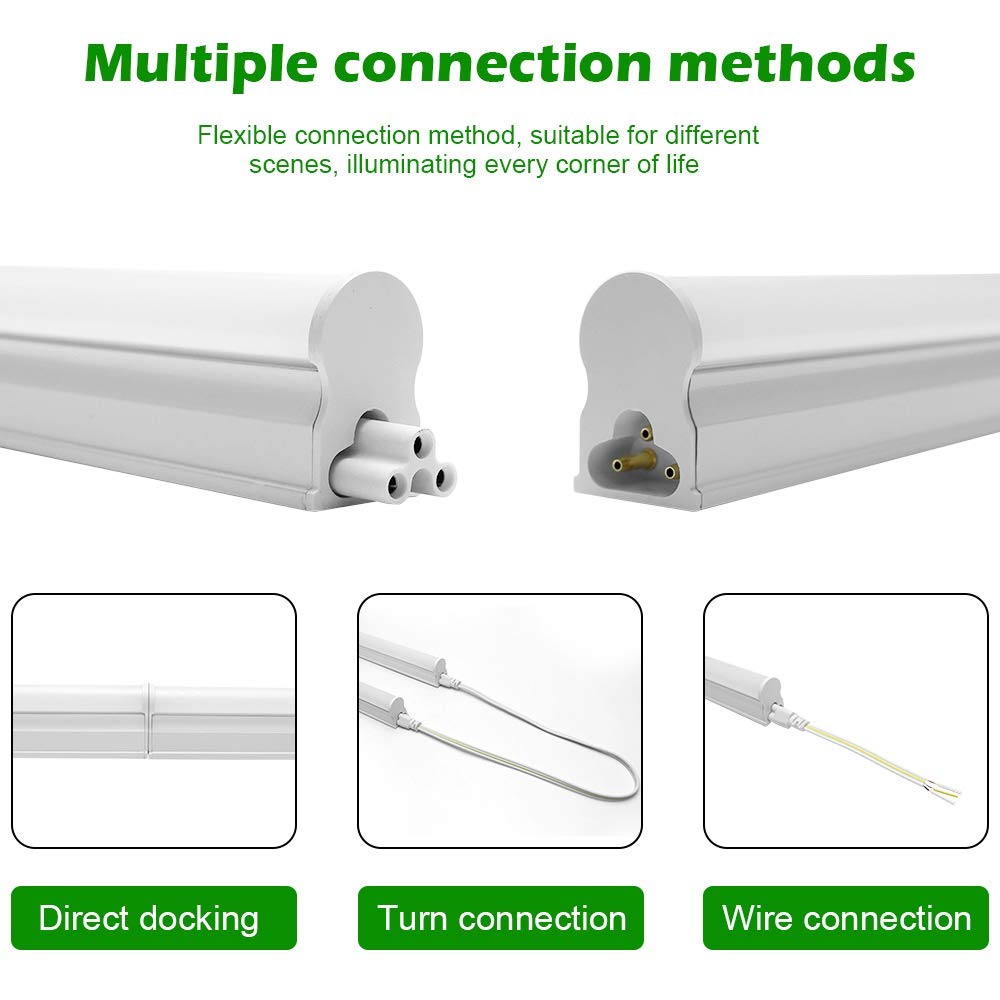 LightingWill T5 Integrated Fixture 4FT, Warm White 3000-3500K, 20W, Linkable LED Shop Light, LED Ceiling and Under Cabinet Light, Corded Electric