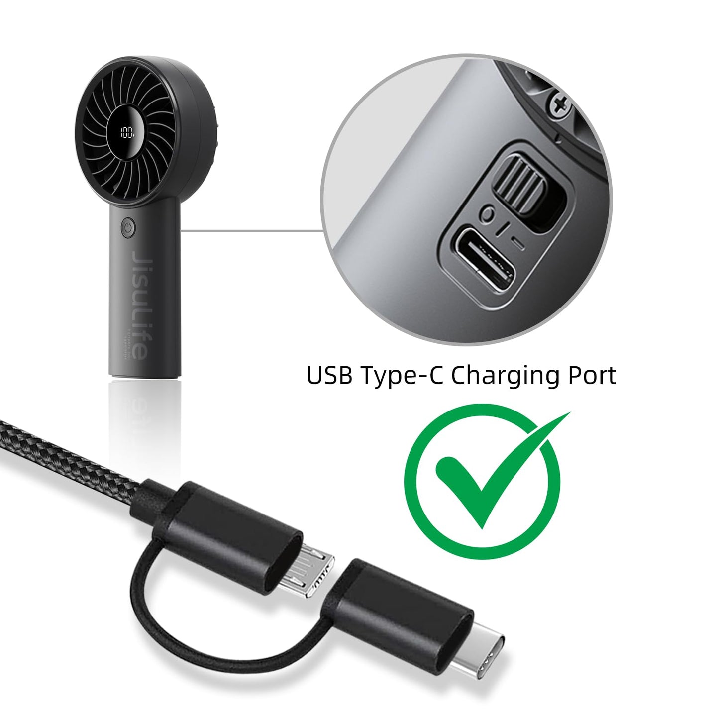 USB C & Micro USB Handheld Mini Portable Fans Charger Compatible for Version Fan,HomeLifairy, WiHoo, FrSara, SkyGenius, Bladeless Mini Desk Fan