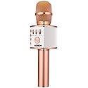 BONAOK Wireless Bluetooth Karaoke Microphone,3-in-1 Portable Handheld Karaoke Mic Speaker Machine Home Party Birthday for All Smartphones PC(Q37 Rose
