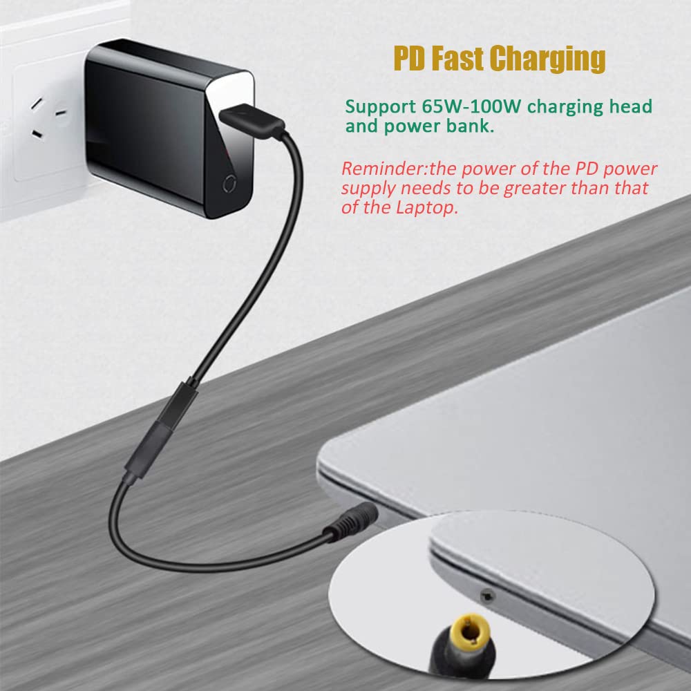 Type C USB-C Female Input to DC 5.5x2.5mm Power PD Charge Cable fit for Laptop 18-20V