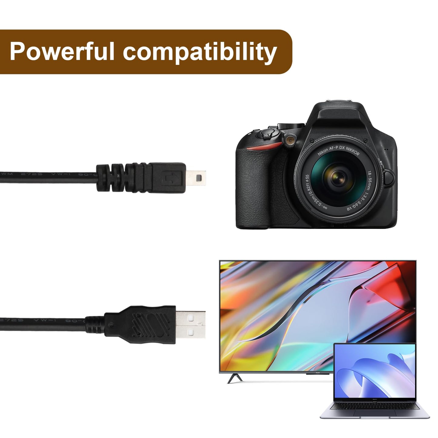 Miruchertter UC-E6 USB Cable Replacement USB Camera Transfer Data Charging Cable Cord High-Speed Photo Transfer Cord Compatibale with Nikon Coolpix