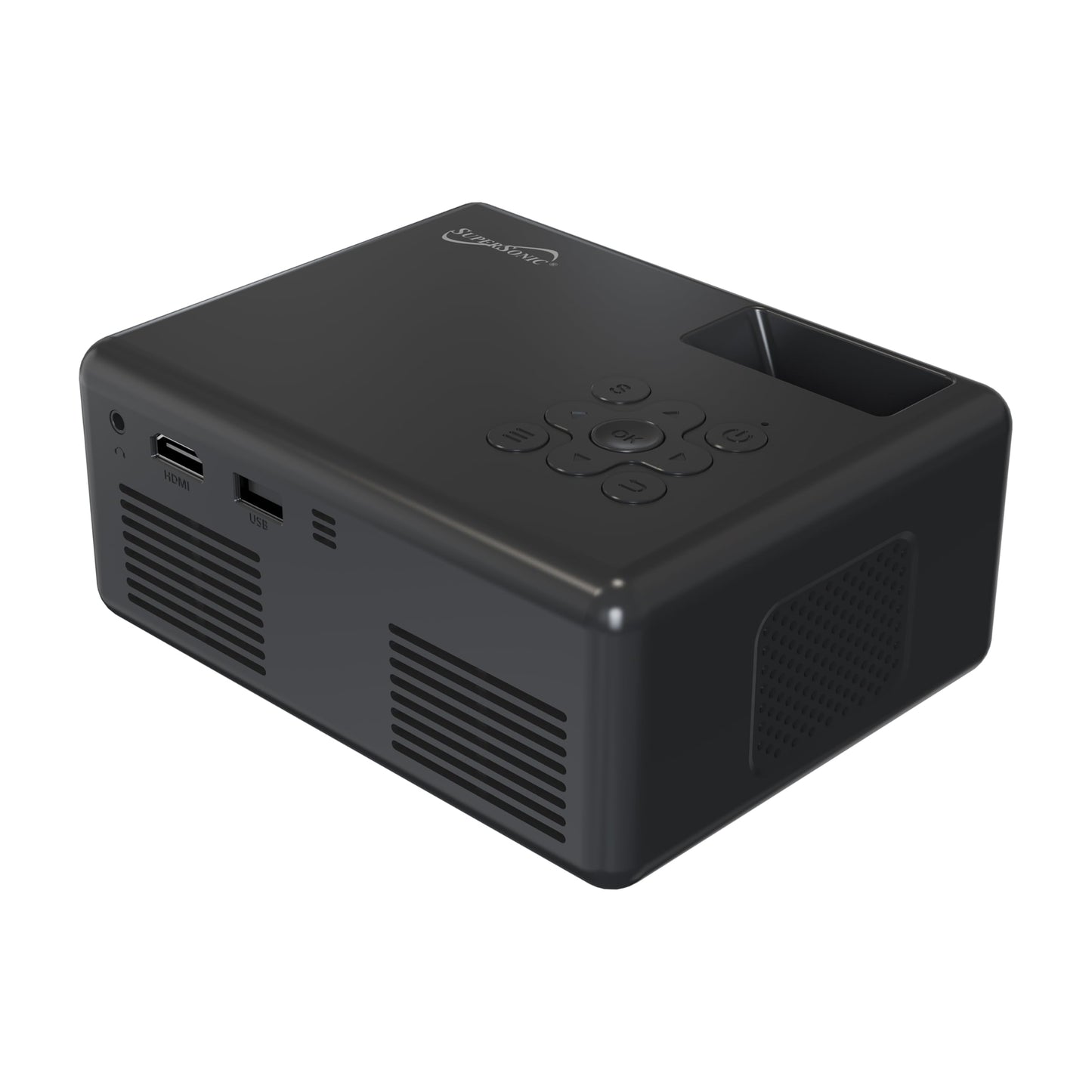 Supersonic SC-280P HD 720P LED Projector with 1280×720 Native Resolution, 1080P Support via HDMI, 16:9 Format, 120? Display, 2000 Lumens LED, USB