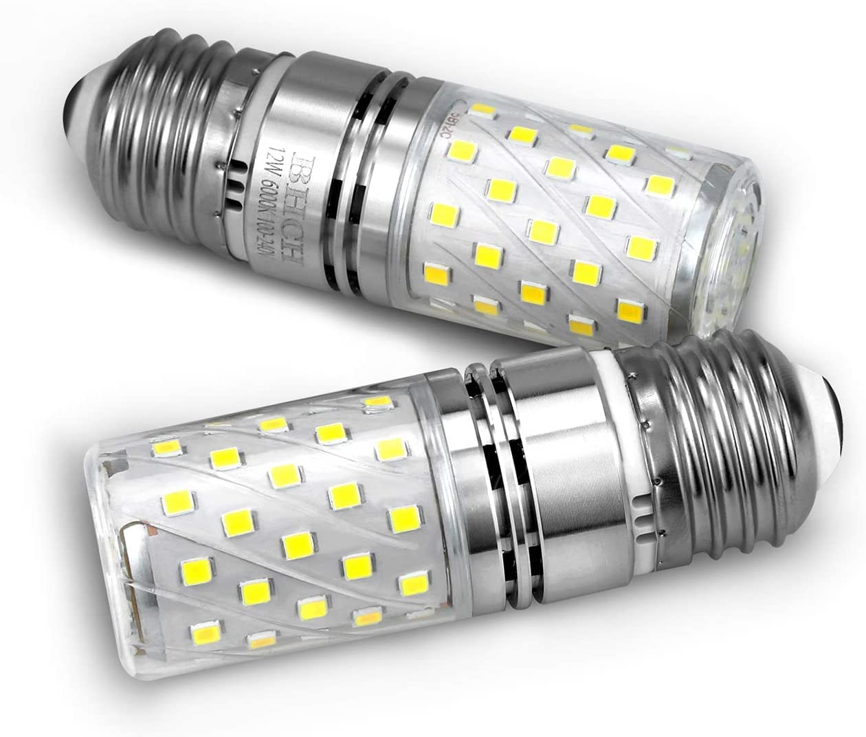 BHCH E26 LED Corn Bulbs, 12W, 6000K Daylight White, 1200LM, Edison Screw Base, 100W Incandescent Equivalent, Pack of 4