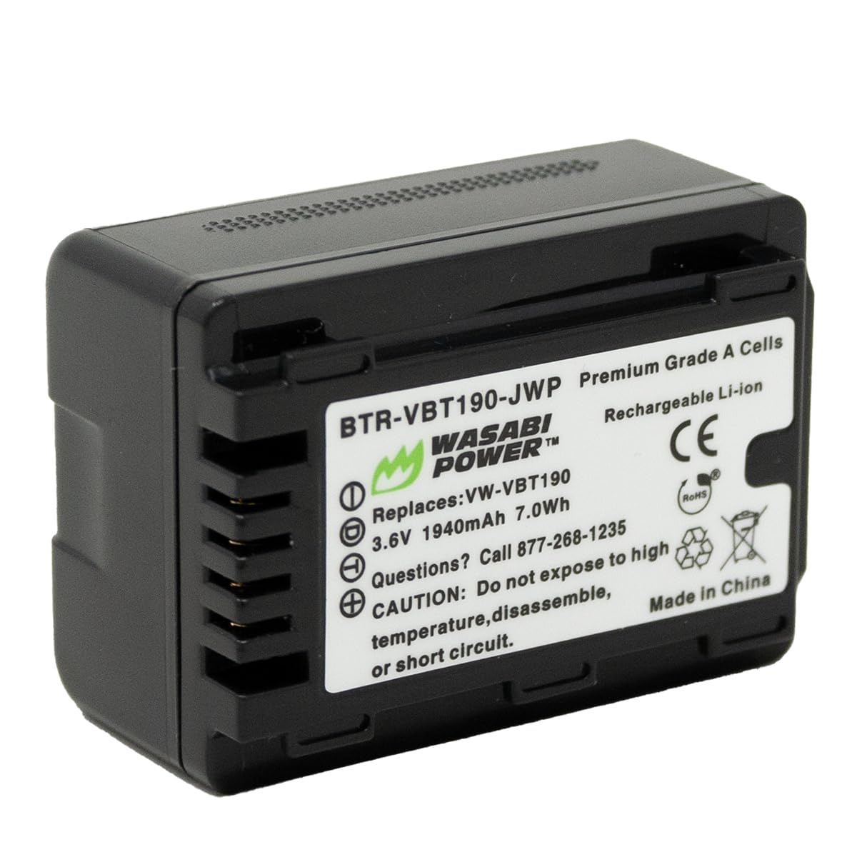 Wasabi Power Battery (2-Pack) and Charger for Panasonic VW-VBT190