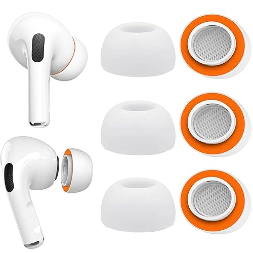 Memory Foam Ear Tips for AirPods Pro and AirPods Pro 2 Silicone Shield 3 Pairs Replacement Tips (White, S/M/L)