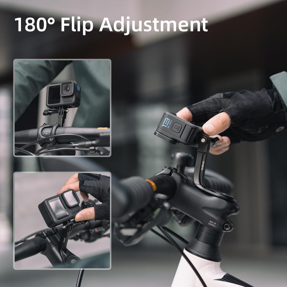 SUREWO Aluminum Handlebar Bike Pole Mount,Bicycle Handlebar Stem Clamp Mount Compatible with Go Pro Hero 13/12/11/10/9/8/7/6/5 Black,DJI Osmo Action