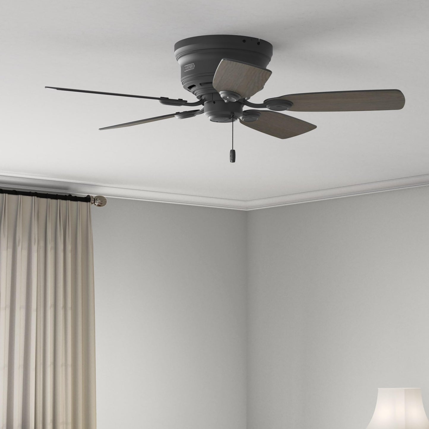 Hunter Fan 42 Inch Low Profile Matte Black Finish Indoor Ceiling Fan With 5 Blades and Pull Chain (Renewed)