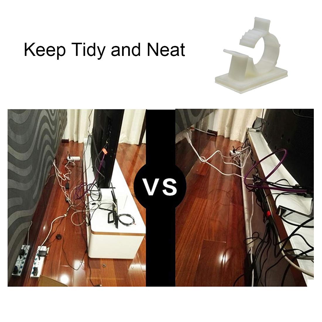 Adhesive White Cable Clips (25 Pieces,L Size) Cable Wire Management Organizer Cable Tie Clamp Holder for Car, Office and Home