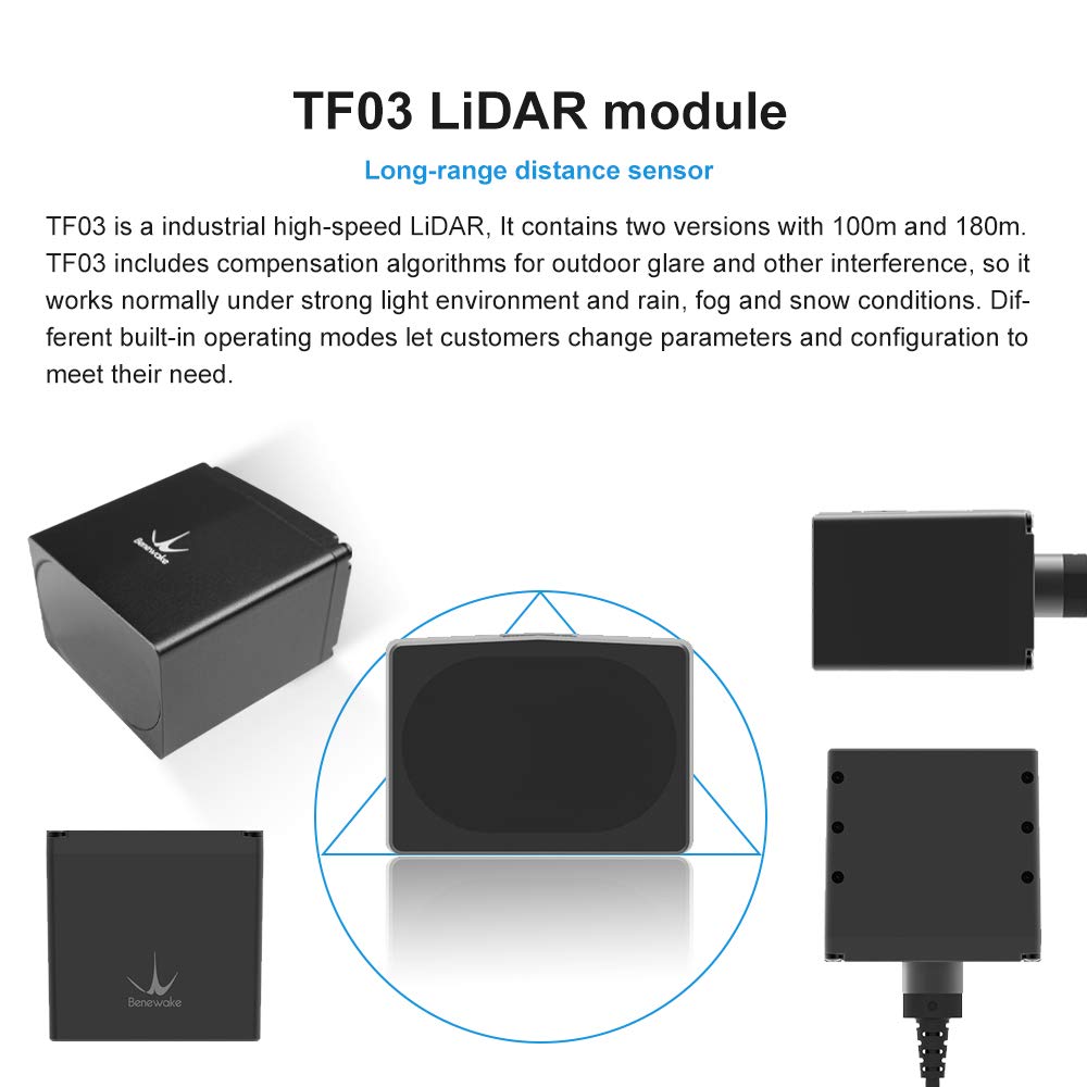 SmartFly info TF03-180 Industrial High-Speed Lidar Sensor IP67 180m Long-Range Distance Single-Point Ranging Finder Module Compatible with Pixhawk
