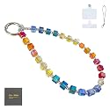 QATYYY Crystal Beaded Phone Wrist Strap, Cute Sparkling Wristlet Key Chain, Bracelet Strap with Tether Tab, Colorful Red