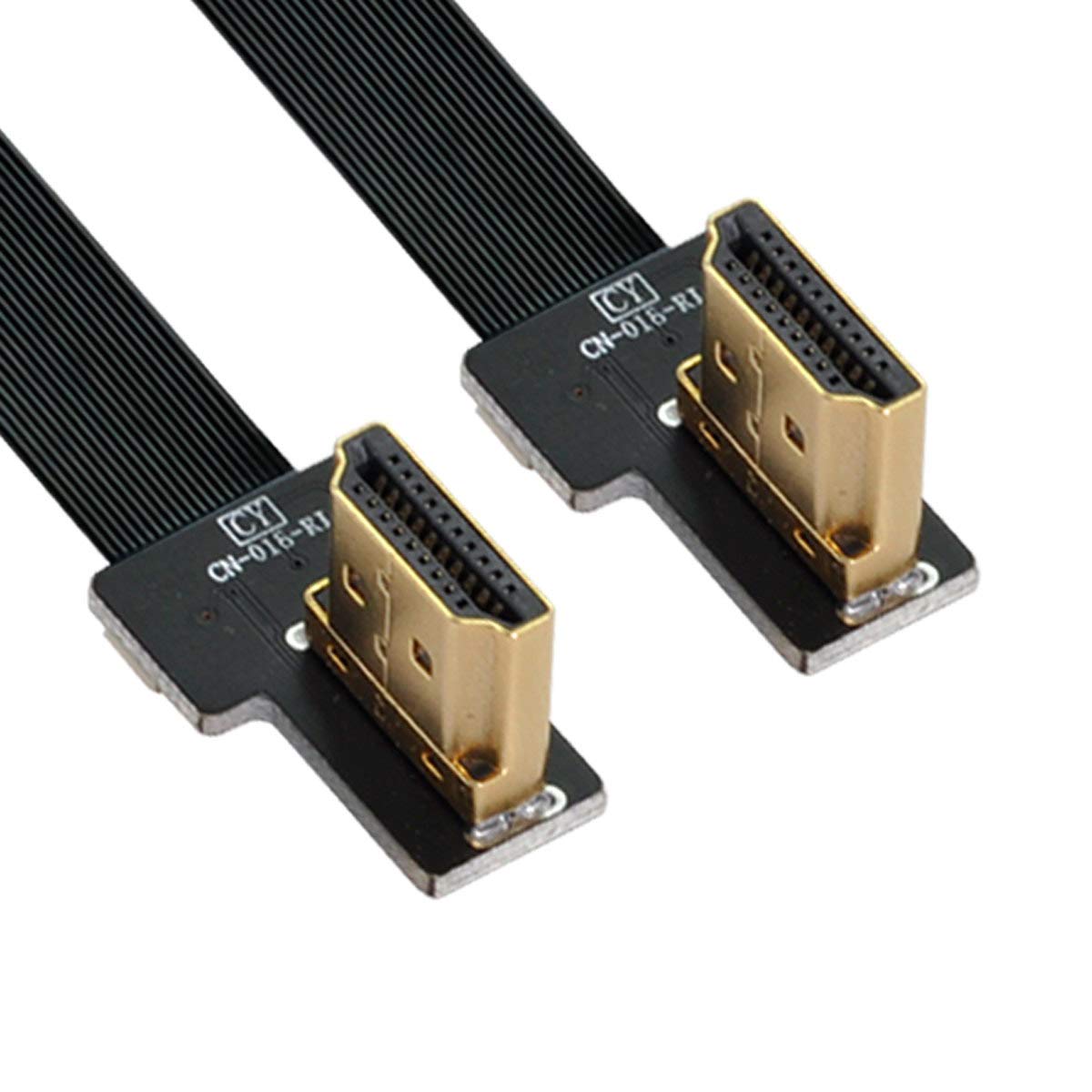 xiwai CYFPV Dual 90 Degree Right Angled HDMI Type A Male to Male HDTV FPC Flat Cable for FPV HDTV Multicopter Aerial Photography (0.8M)